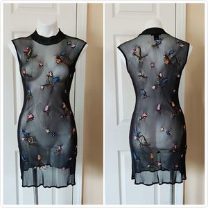 Vintage Vivienne Tam sheer embroidered mini dress